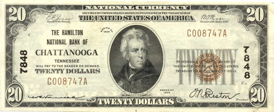 $20 Hamilton NB Chattanooga Ch7848 1929 T-1